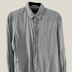 SALE XS TOMMY HILFIGER GREY FLANNEL WOVEN SHIRT